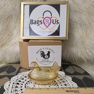 ROSE'S CLOSET HEN ON THE NEST EXCLUSIVE COLLECTION GOLD GLASS NIB SOLD OUT HTF